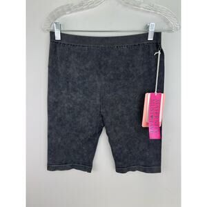 Indero Maternity Gray Acid Wash Bike Stretch Shorts Medium